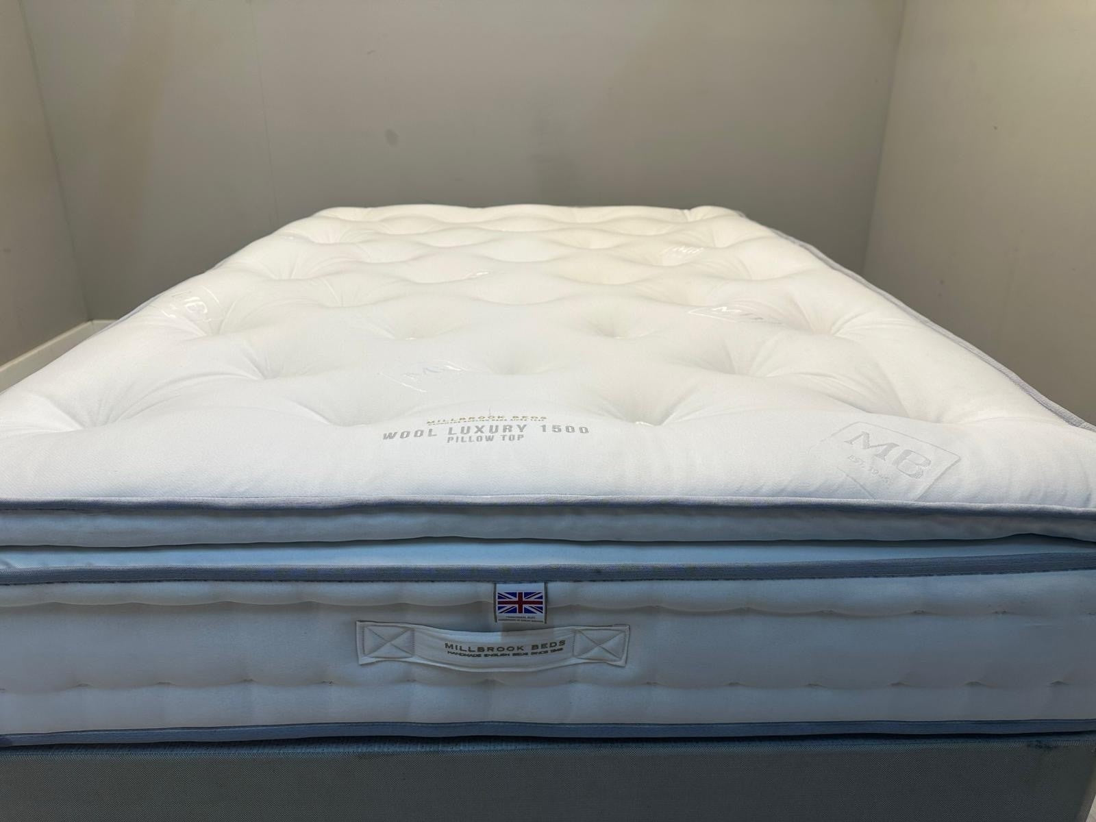 Millbrook Wool Luxury 1500 Pocket Pillow Top Mattress 4FT 6 Double RRP £1159 - Home Furniture Interiors