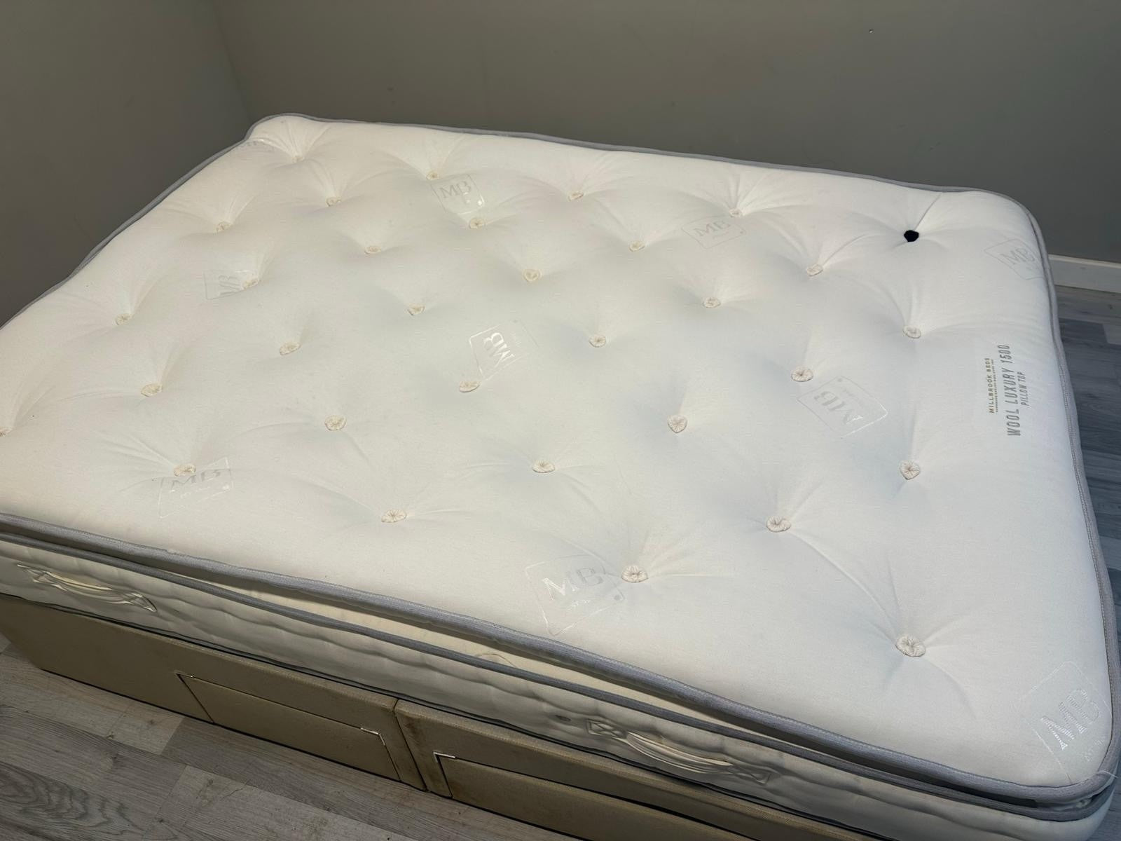 Millbrook Wool Luxury 1500 Pocket Pillow Top Mattress 4FT 6 Double RRP £1159 - Home Furniture Interiors