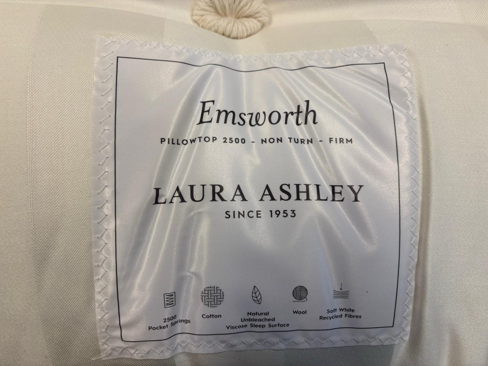 Laura Ashley White Emsworth 2500 Pocket Sprung Medium Mattress 6FT Superking - Home Furniture Interiors