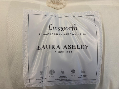 Laura Ashley White Emsworth 2500 Pocket Sprung Medium Mattress 6FT Superking - Home Furniture Interiors
