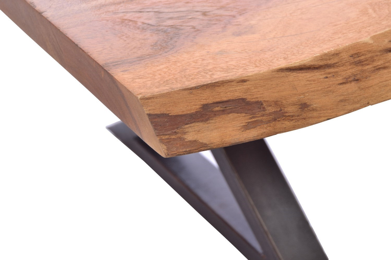 Industrial Brown Mango Wood and Black Metal Cross Legged Coffee Table