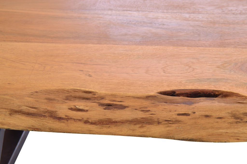 Industrial Brown Mango Wood and Black Metal Cross Legged Coffee Table