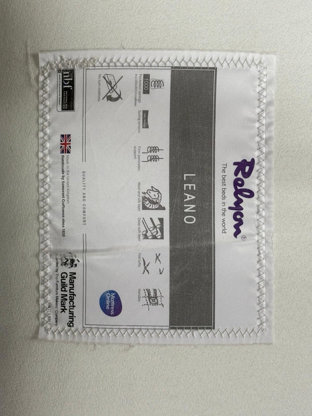 Relyon Leano Wool 1000 Pocket Firm Mattress 6FT SuperKing £895 Best Price B - Home Furniture Interiors