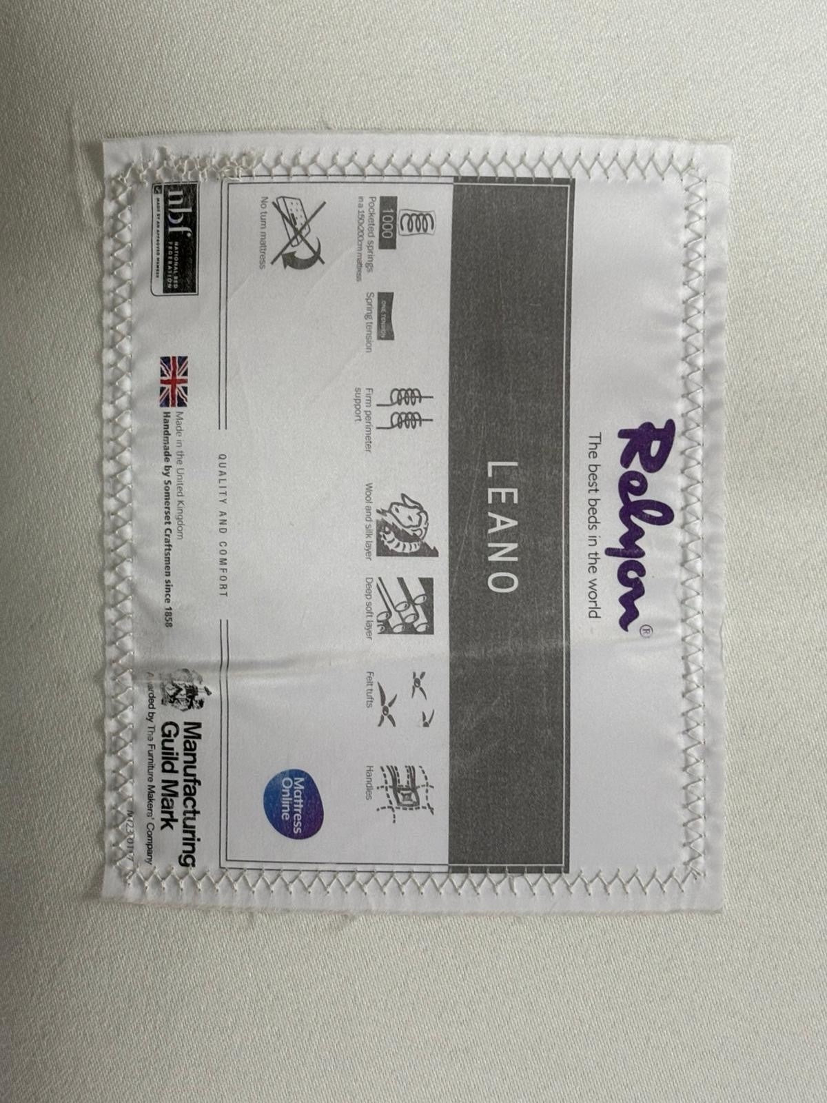 Relyon Leano Wool 1000 Pocket Firm Mattress 6FT SuperKing £895 Best Price B - Home Furniture Interiors