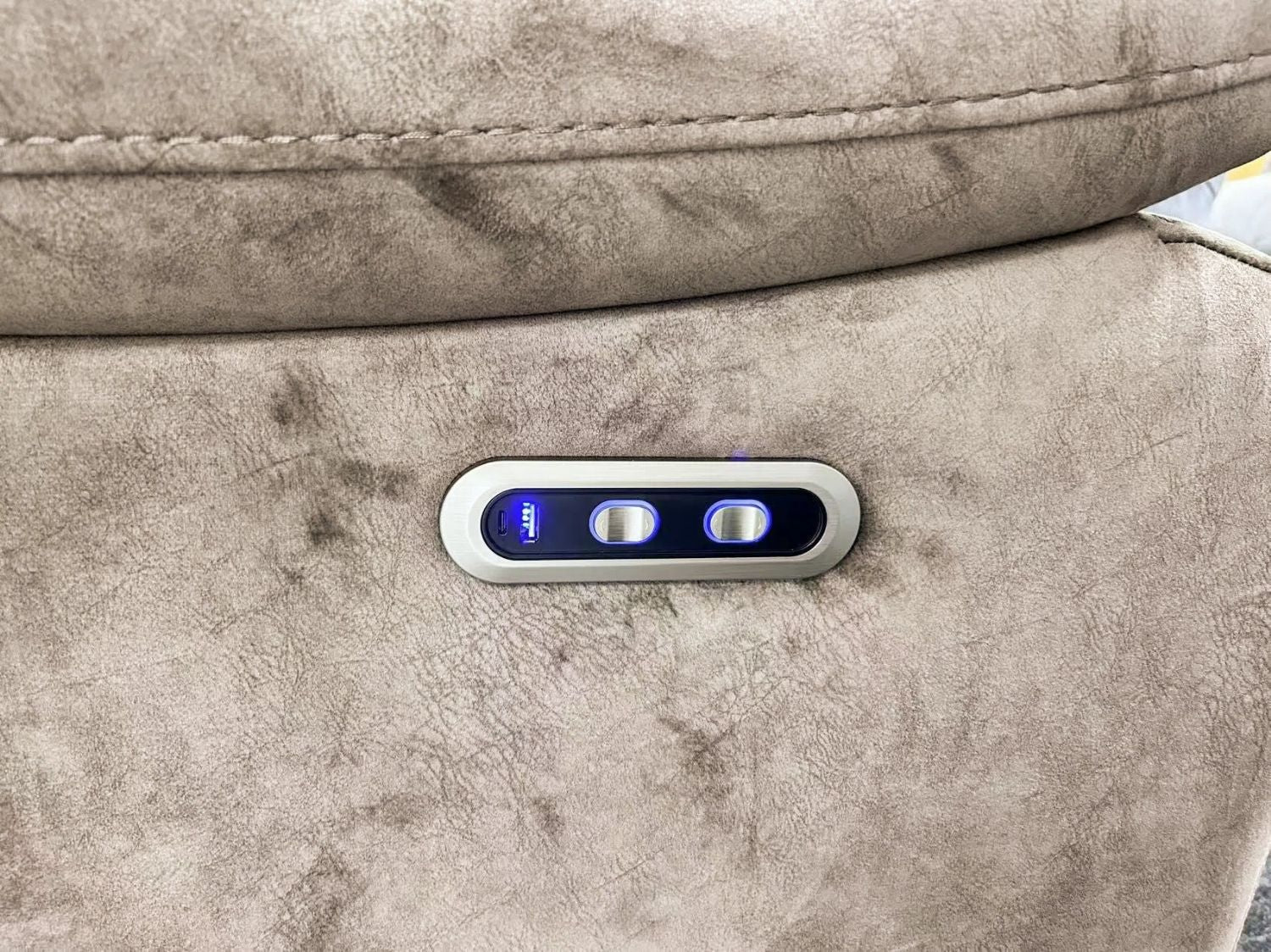 Brown Fabric Electric Recliner Chair with USB Charging