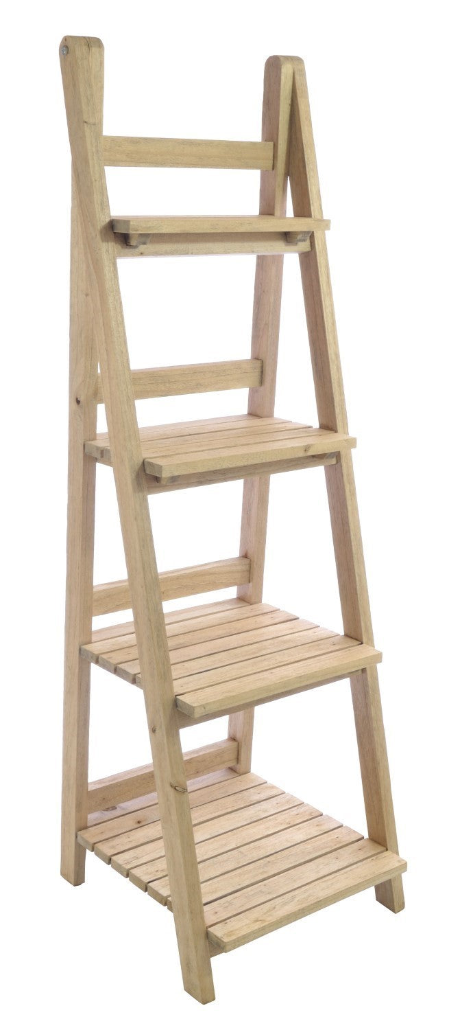 Vintage Mahogany Wood 139cm Ladder Shelf Unit in Rustic Finish