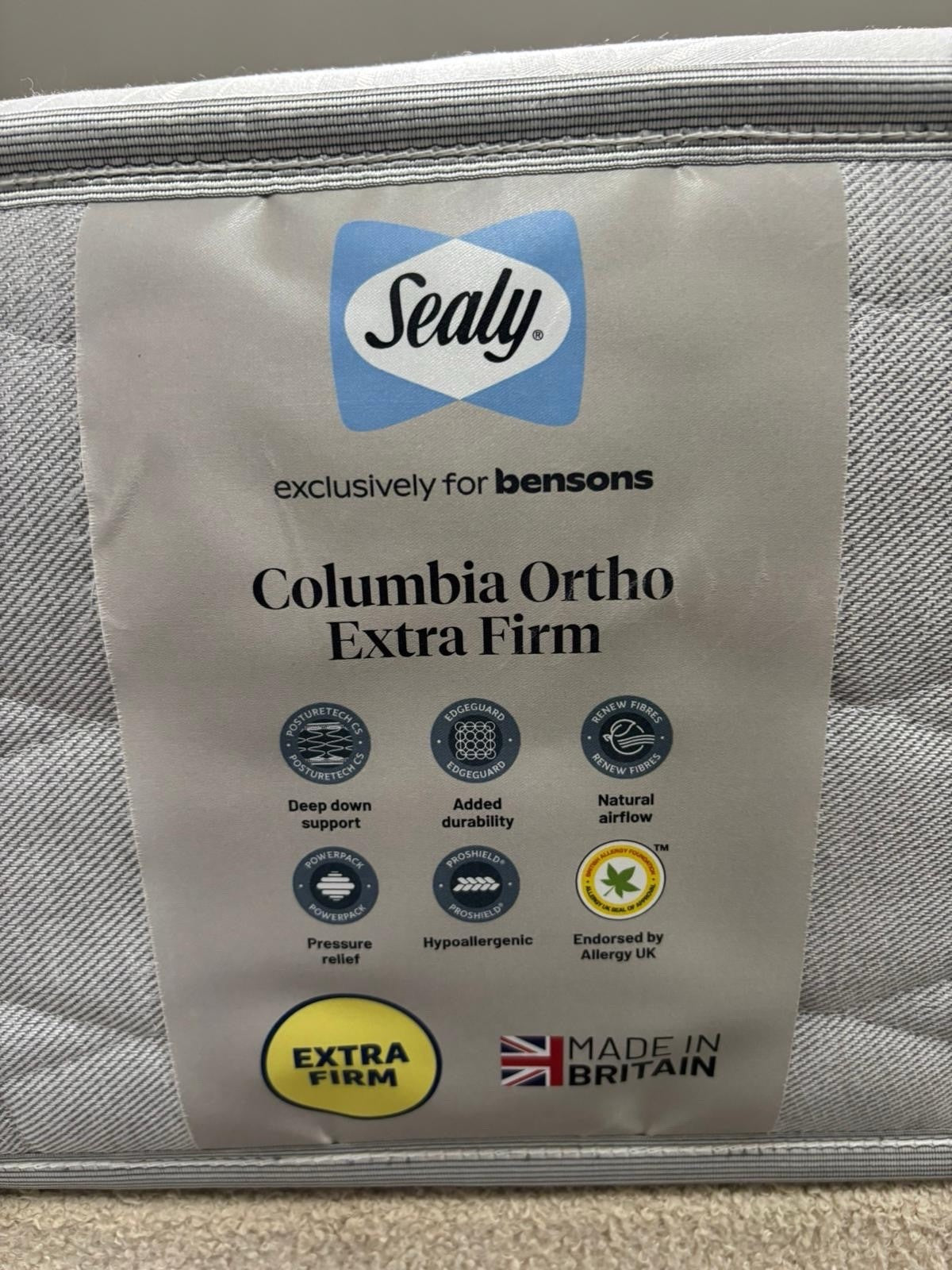 Sealy Columbia Ortho Extra Firm 5FT Kingsize Mattress - RRP £1699 B - Home Furniture Interiors