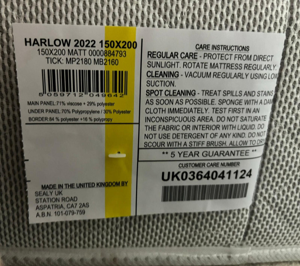 Sealy Harlow Ortho Plus 5FT Kingsize RRP £895 Best Price Online B - Home Furniture Interiors