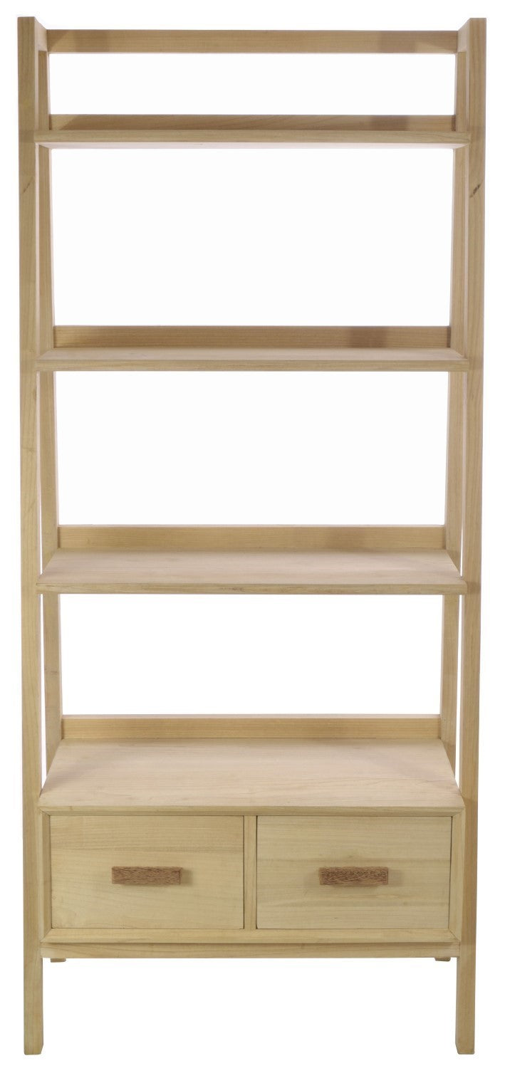 Modern Wood 2 Drawer 3 Shelf Open Bookcase Display Unit