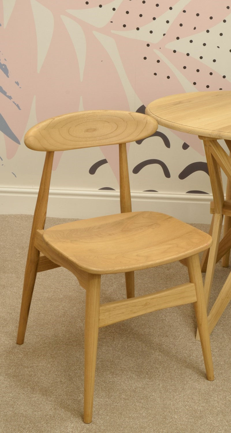 Natural Light Solid Wood Oval Back Dining Chair