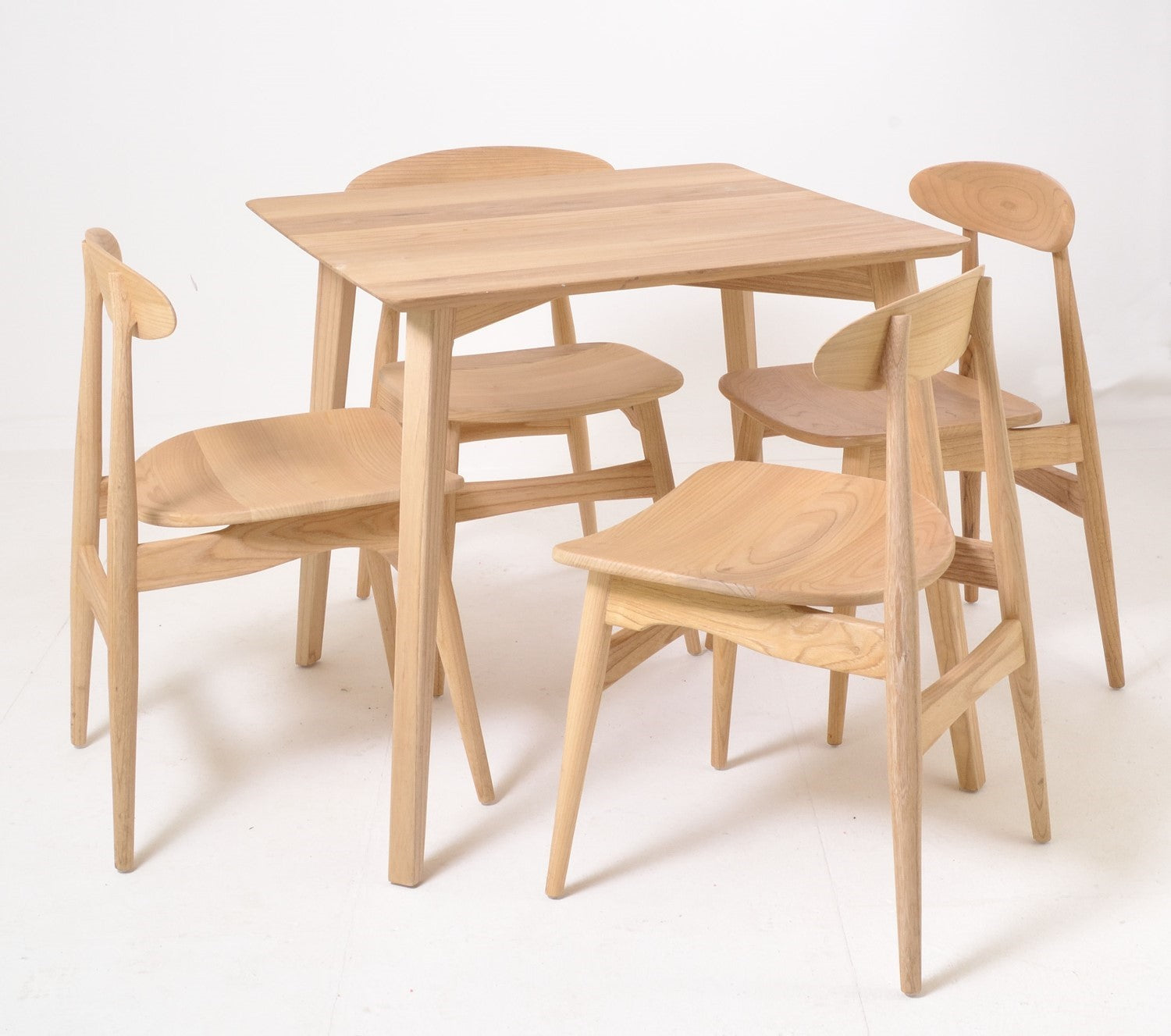 Modern Oak Veneer Square Dining Table with Tapered Legs 80cm