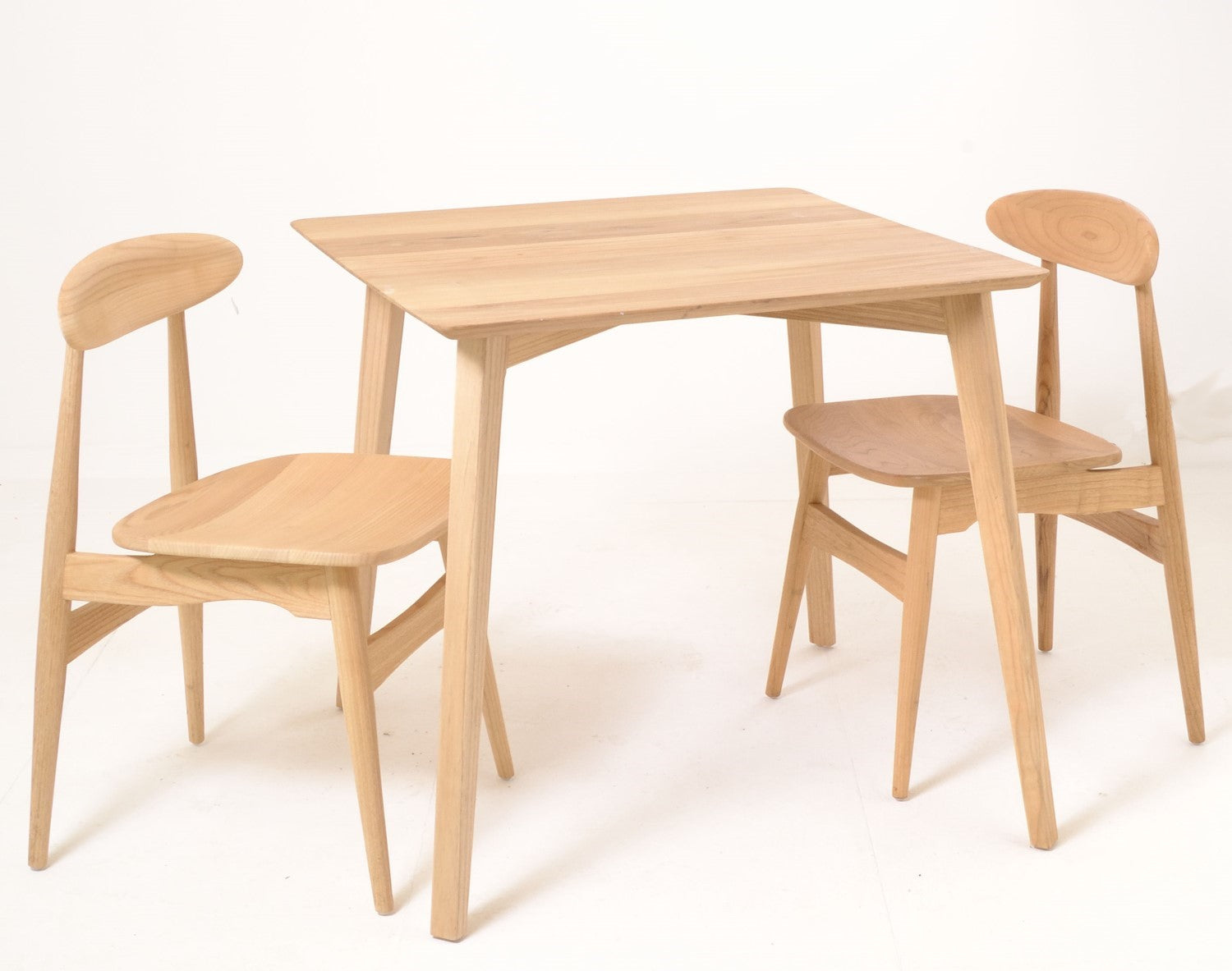 Modern Oak Veneer Square Dining Table with Tapered Legs 80cm