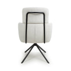 White Corduroy Fabric Swivel Dining Chair with Black Legs - Home Furniture Interiors