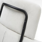White Corduroy Fabric Swivel Dining Chair with Black Legs - Home Furniture Interiors