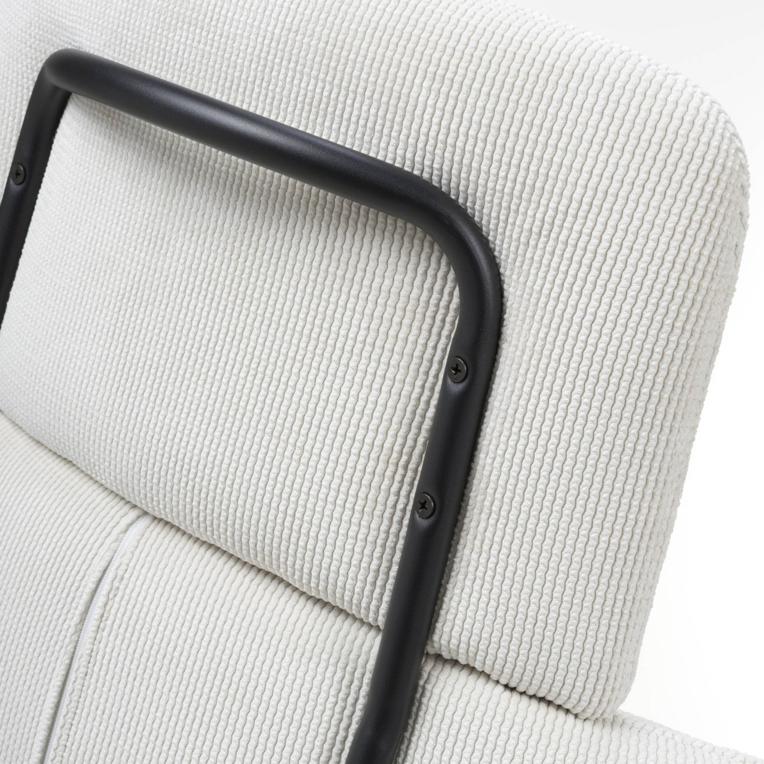 White Corduroy Fabric Swivel Dining Chair with Black Legs - Home Furniture Interiors