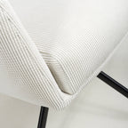 White Corduroy Fabric Swivel Dining Chair with Black Legs - Home Furniture Interiors
