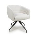 White Fabric Ribbed Swivel Dining Chair with Metal Legs - Home Furniture Interiors