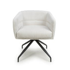 White Fabric Ribbed Swivel Dining Chair with Metal Legs - Home Furniture Interiors
