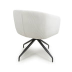 White Fabric Ribbed Swivel Dining Chair with Metal Legs - Home Furniture Interiors