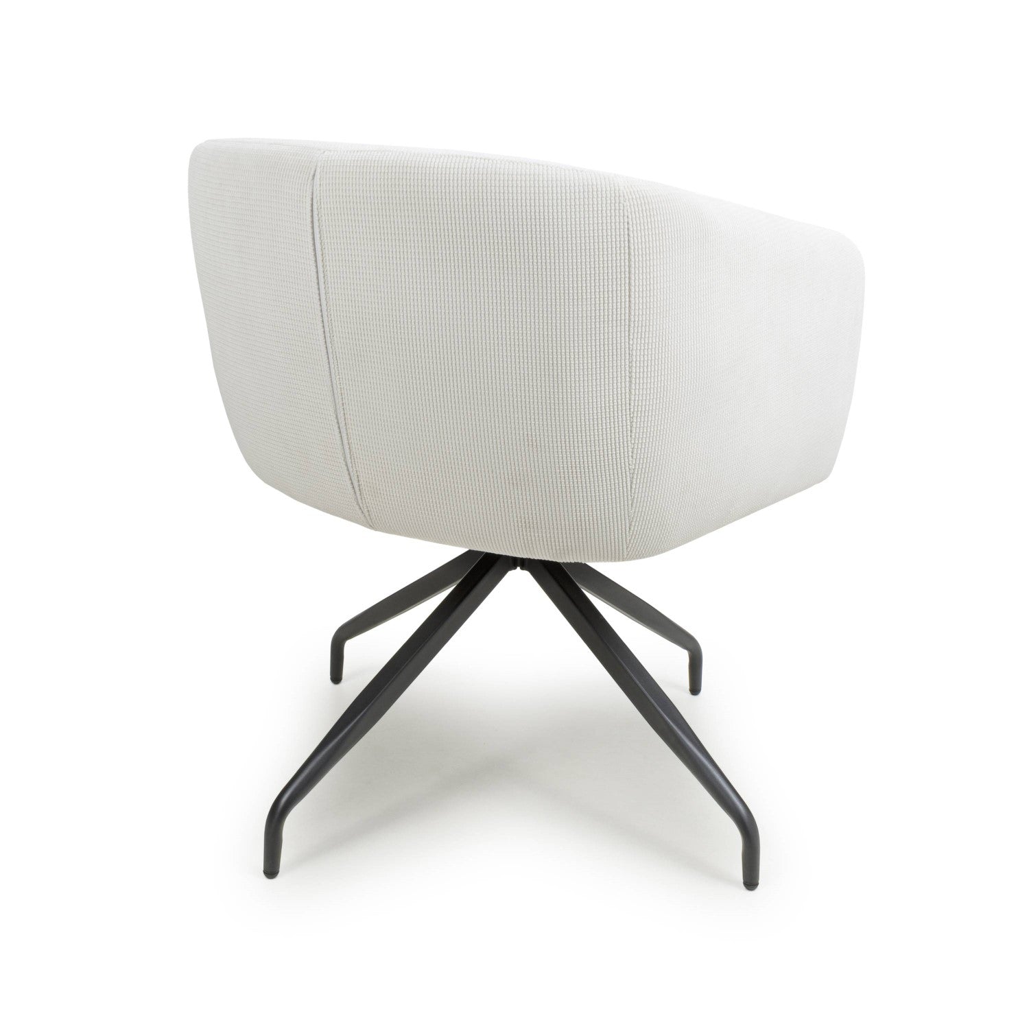 White Fabric Ribbed Swivel Dining Chair with Metal Legs - Home Furniture Interiors