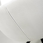 White Fabric Ribbed Swivel Dining Chair with Metal Legs - Home Furniture Interiors