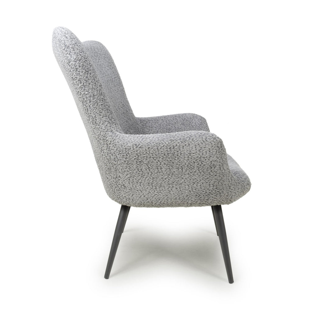 Bordeaux Textured Chenille Effect Grey Armchair - Home Furniture Interiors