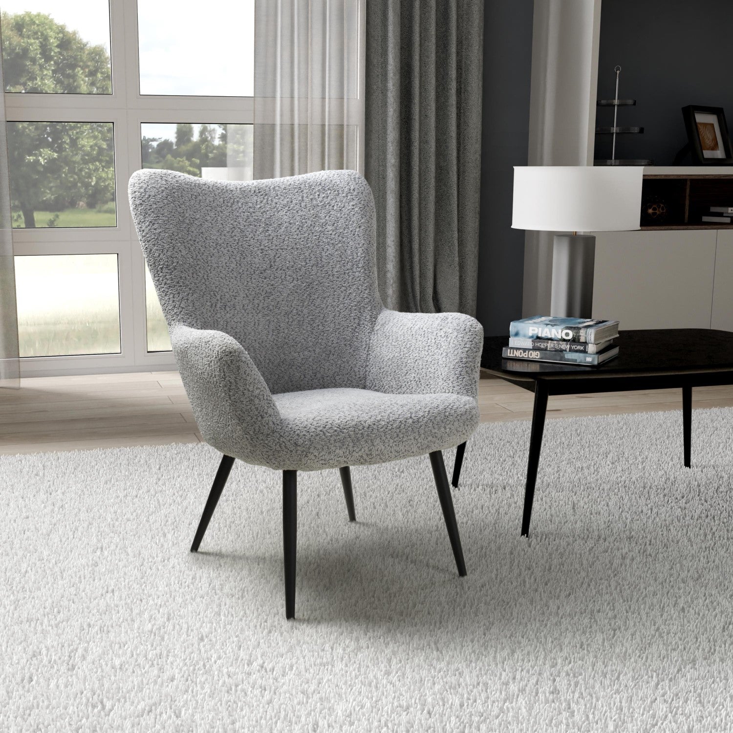 Bordeaux Textured Chenille Effect Grey Armchair - Home Furniture Interiors