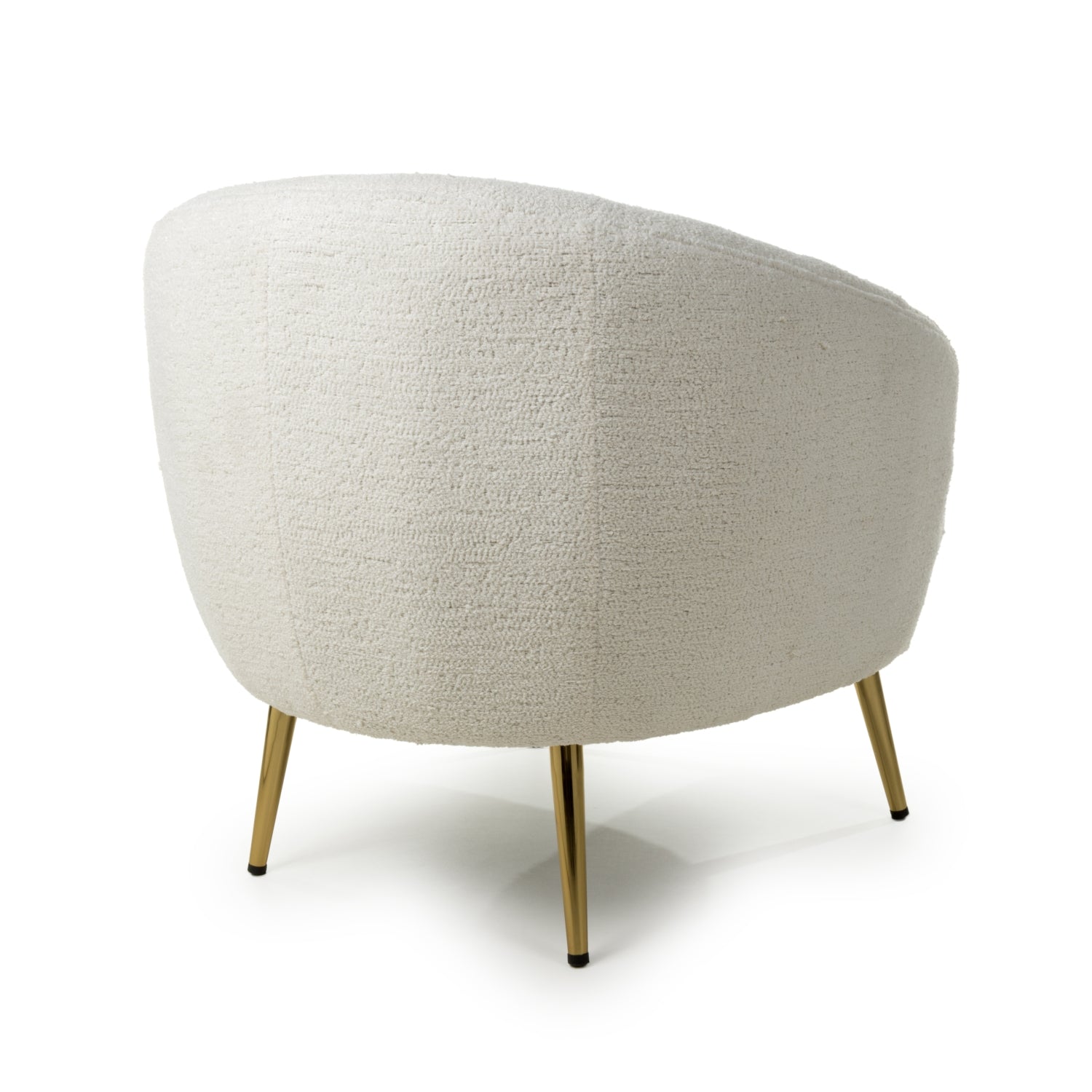 Boucle Vanilla White Tub Chair with Gold Legs - Home Furniture Interiors
