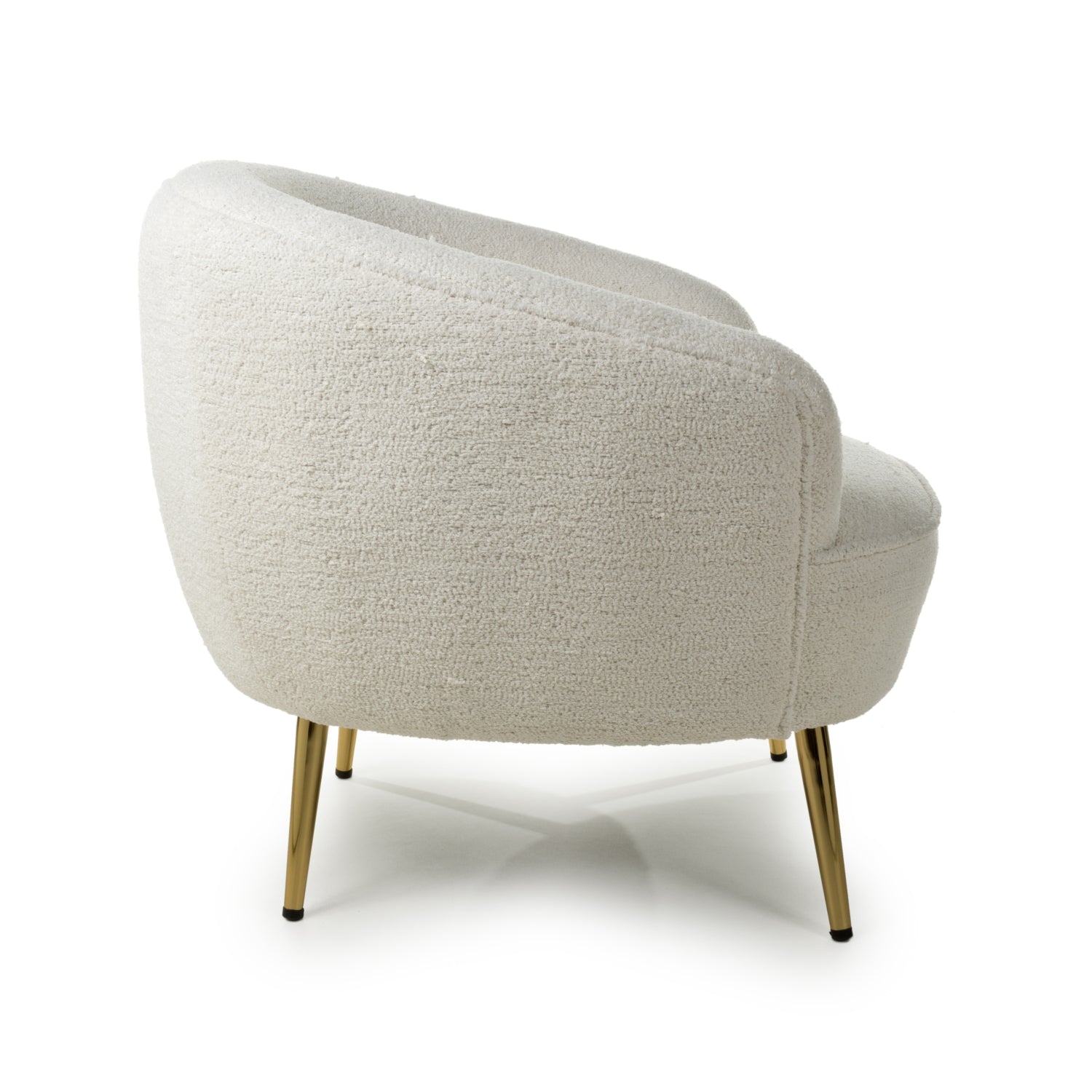 Boucle Vanilla White Tub Chair with Gold Legs - Home Furniture Interiors