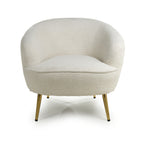 Boucle Vanilla White Tub Chair with Gold Legs - Home Furniture Interiors