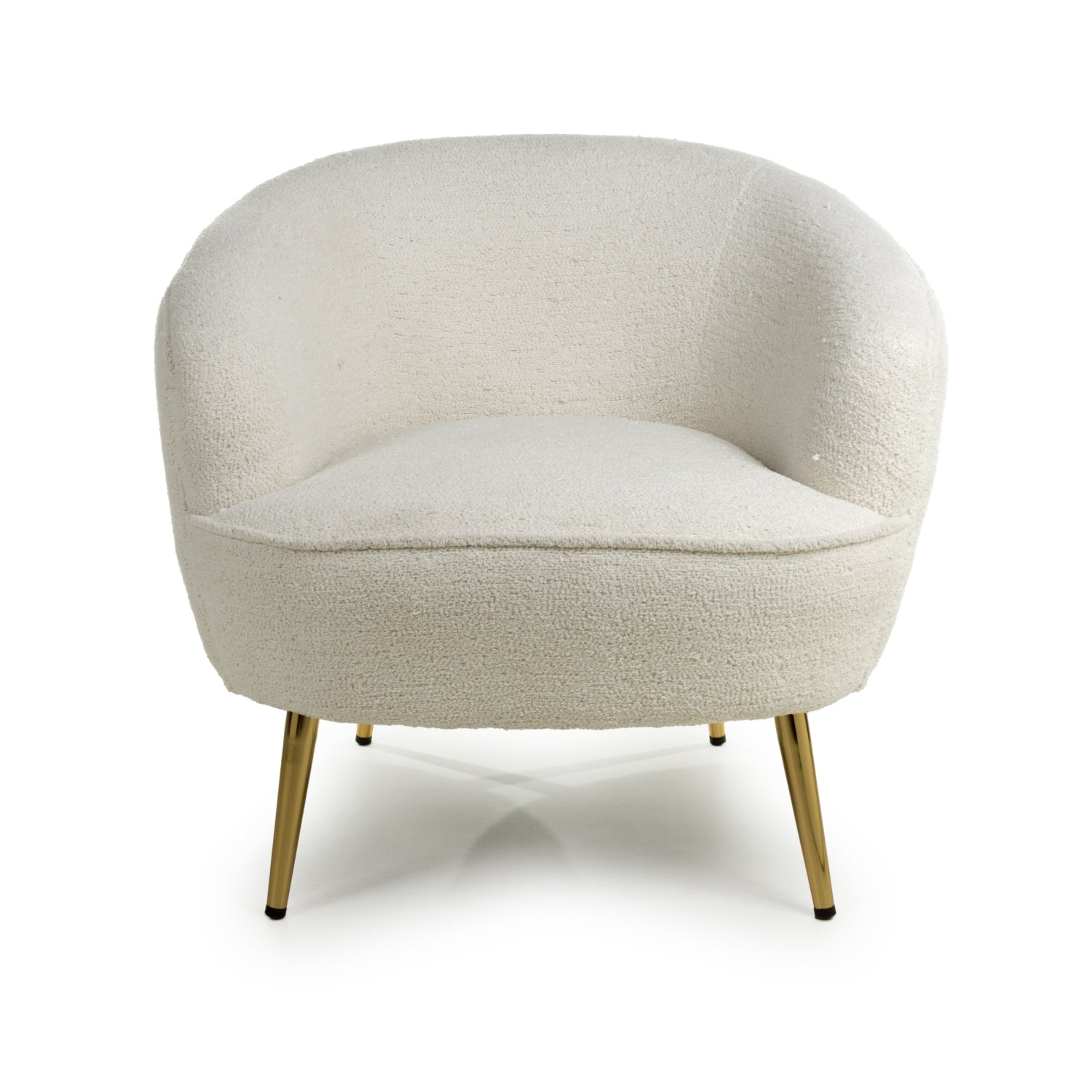 Boucle Vanilla White Tub Chair with Gold Legs - Home Furniture Interiors