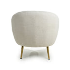 Boucle Vanilla White Tub Chair with Gold Legs - Home Furniture Interiors