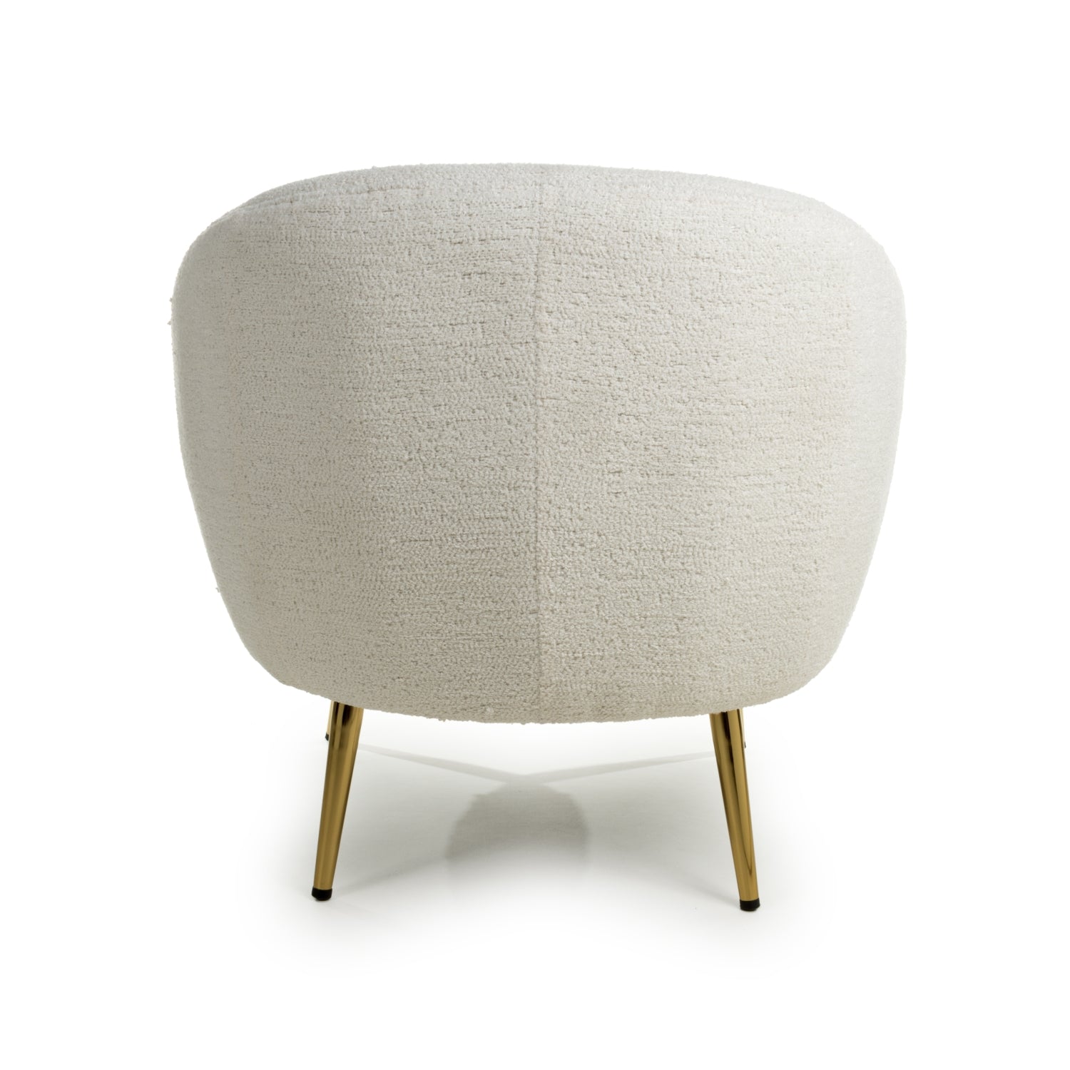 Boucle Vanilla White Tub Chair with Gold Legs - Home Furniture Interiors