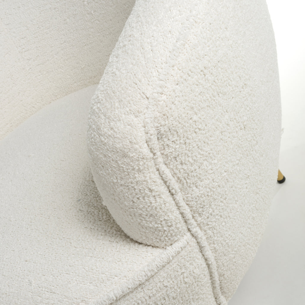 Boucle Vanilla White Tub Chair with Gold Legs - Home Furniture Interiors