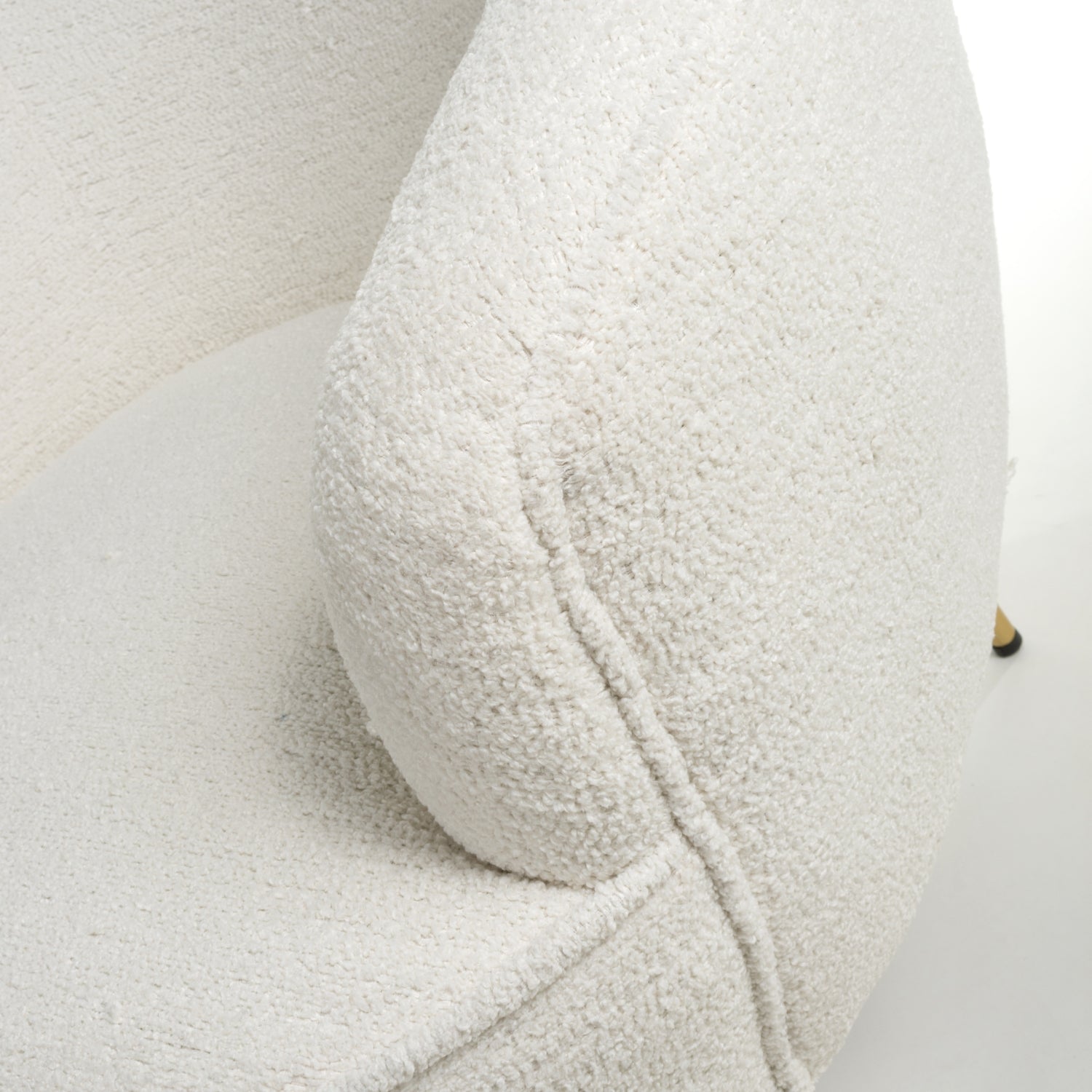 Boucle Vanilla White Tub Chair with Gold Legs - Home Furniture Interiors