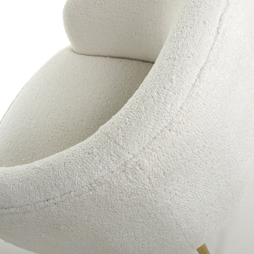 Boucle Vanilla White Tub Chair with Gold Legs - Home Furniture Interiors