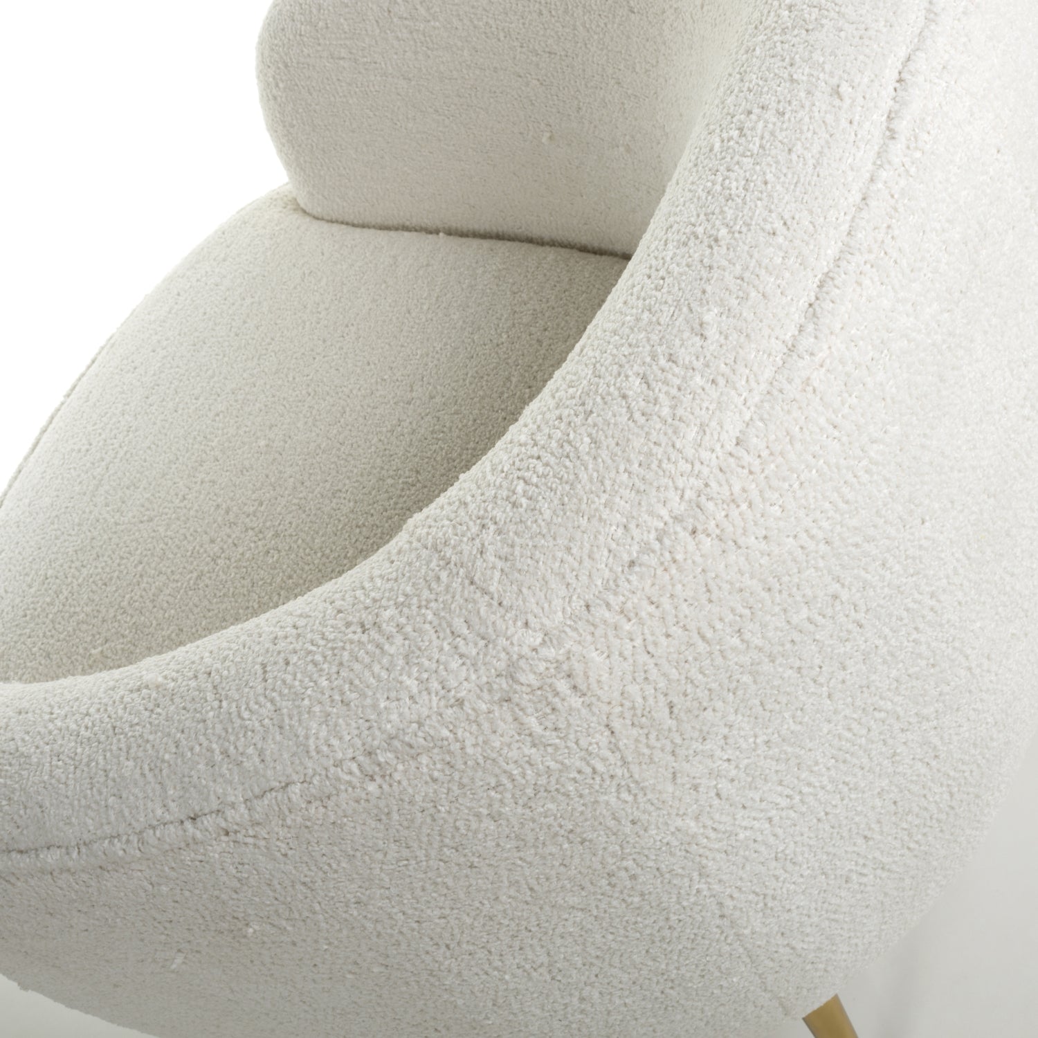 Boucle Vanilla White Tub Chair with Gold Legs - Home Furniture Interiors