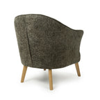 Green Fabric Curved Wing Armed Chair with Wooden Legs - Home Furniture Interiors