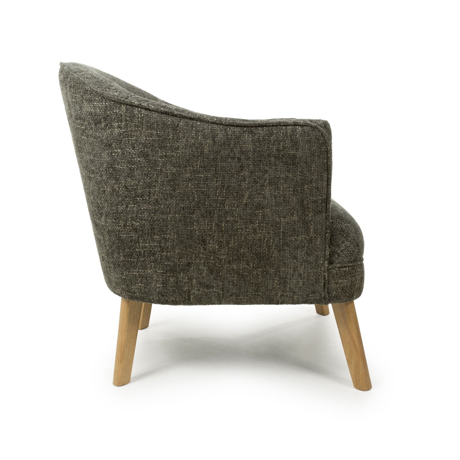 Green Fabric Curved Wing Armed Chair with Wooden Legs - Home Furniture Interiors
