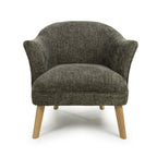 Green Fabric Curved Wing Armed Chair with Wooden Legs - Home Furniture Interiors