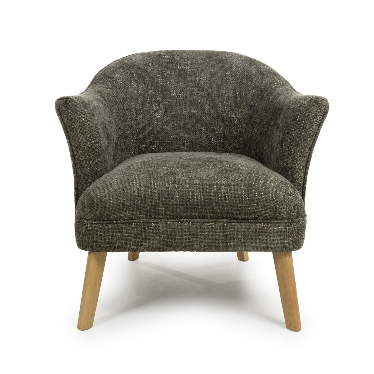 Green Fabric Curved Wing Armed Chair with Wooden Legs - Home Furniture Interiors