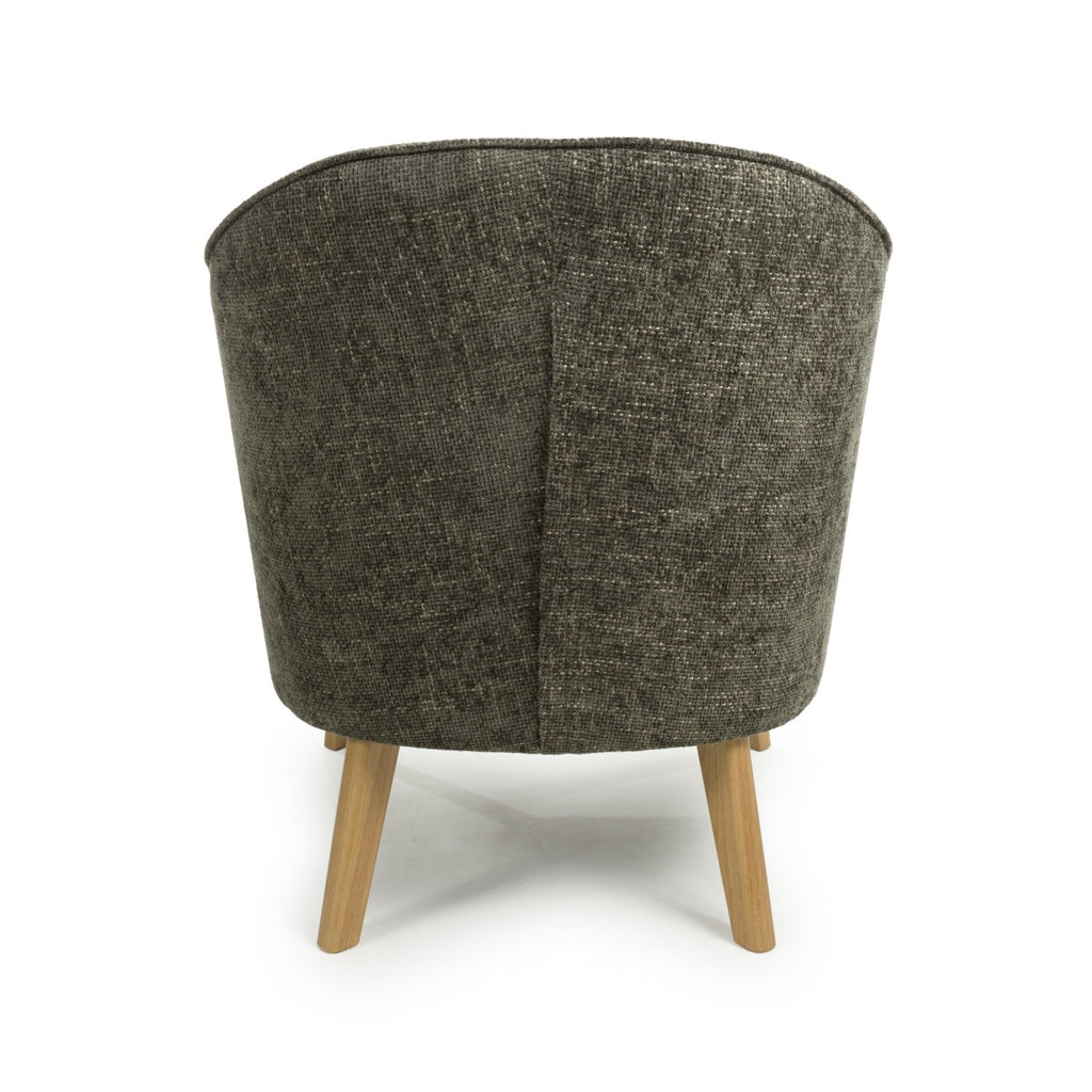 Green Fabric Curved Wing Armed Chair with Wooden Legs - Home Furniture Interiors