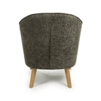 Green Fabric Curved Wing Armed Chair with Wooden Legs - Home Furniture Interiors