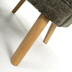 Green Fabric Curved Wing Armed Chair with Wooden Legs - Home Furniture Interiors