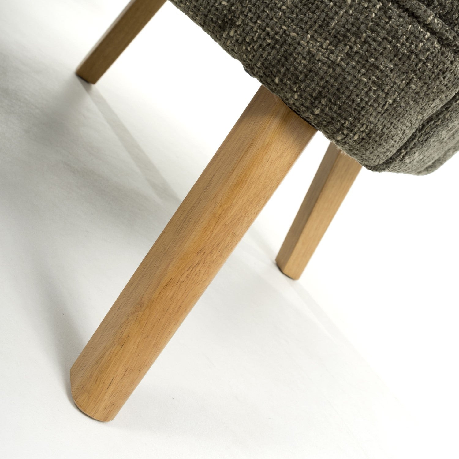 Green Fabric Curved Wing Armed Chair with Wooden Legs - Home Furniture Interiors