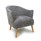 Grey Fabric Curved Wing Armed Chair with Wooden Legs - Home Furniture Interiors