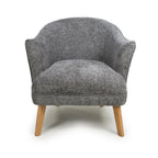 Grey Fabric Curved Wing Armed Chair with Wooden Legs - Home Furniture Interiors