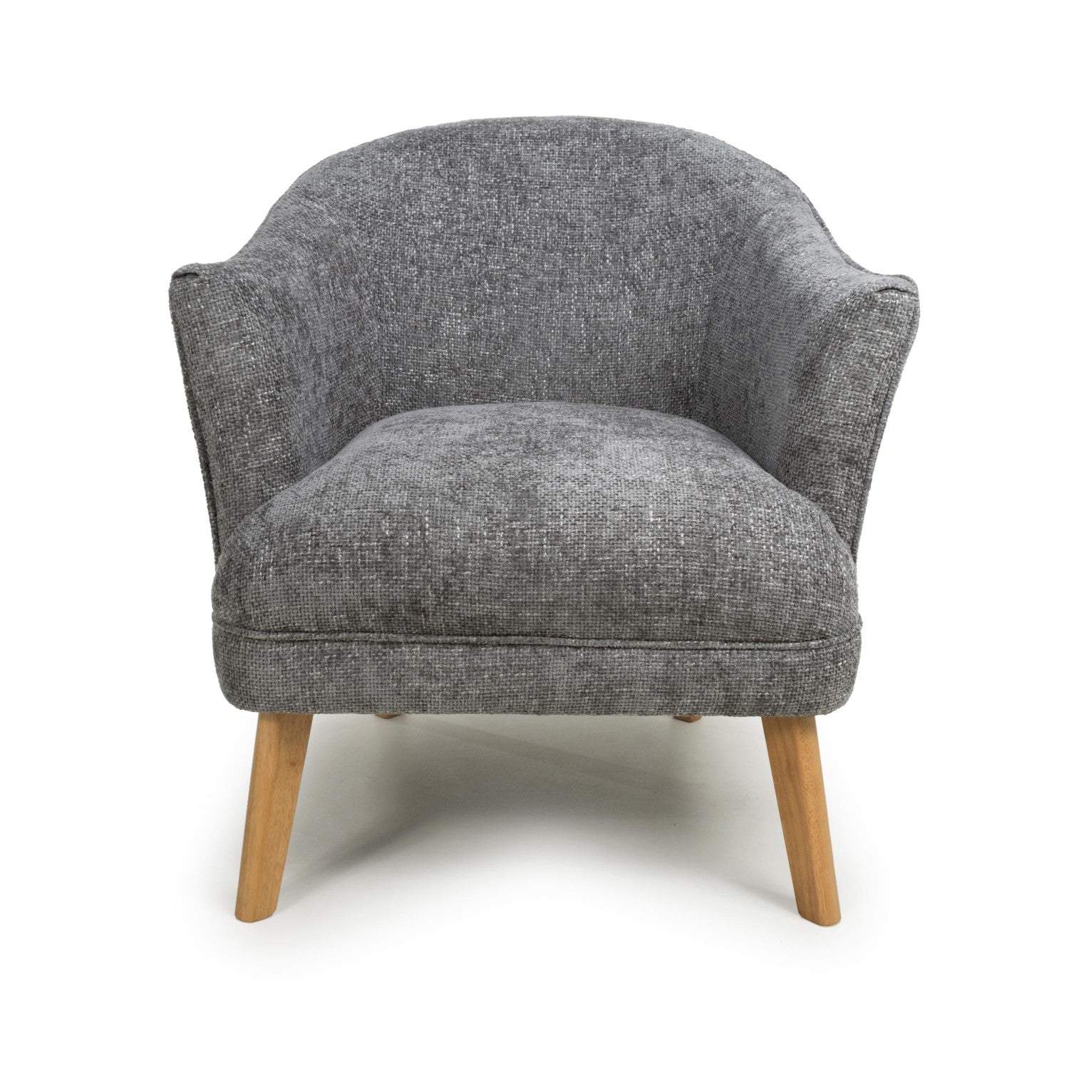 Grey Fabric Curved Wing Armed Chair with Wooden Legs - Home Furniture Interiors