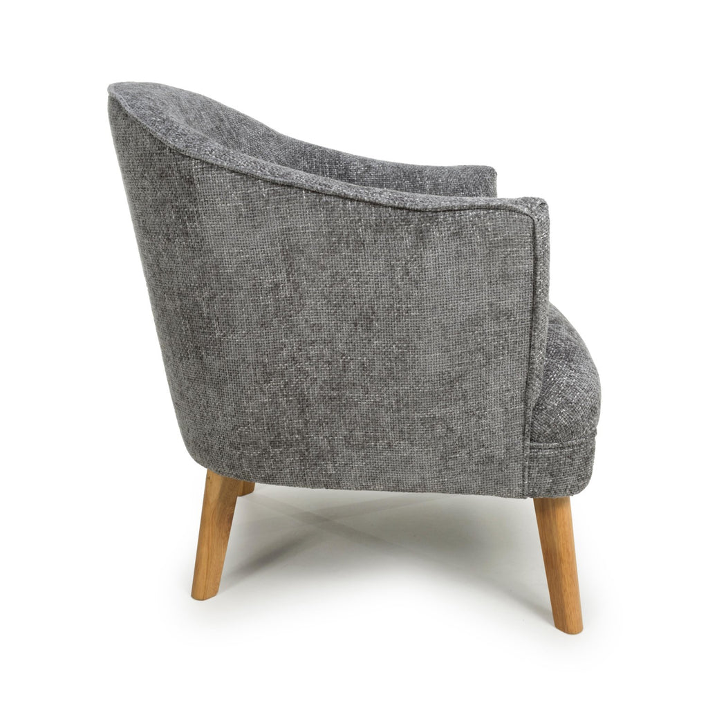 Grey Fabric Curved Wing Armed Chair with Wooden Legs - Home Furniture Interiors