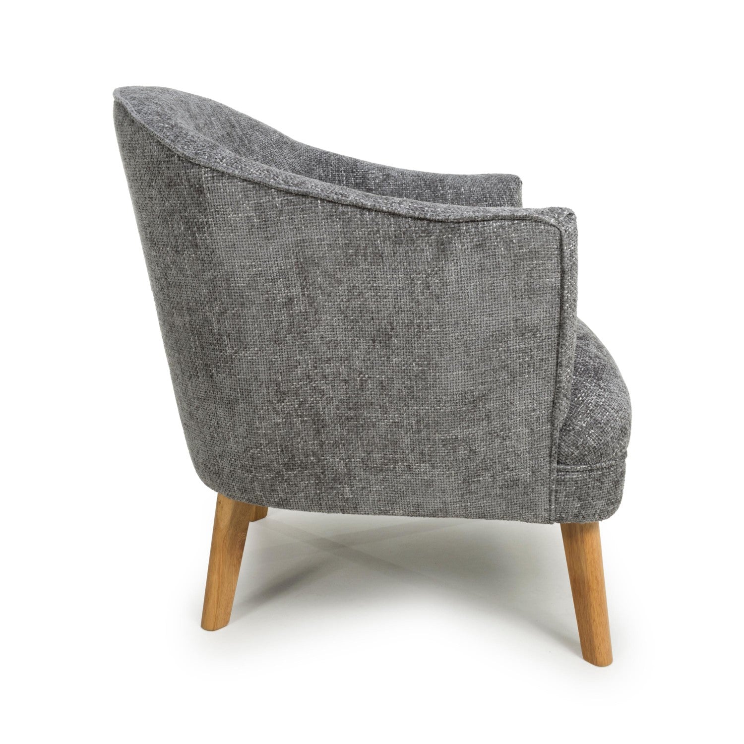 Grey Fabric Curved Wing Armed Chair with Wooden Legs - Home Furniture Interiors